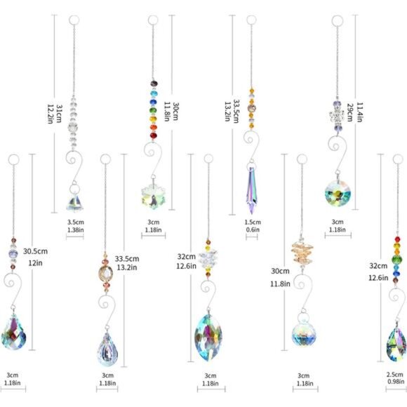 Crystal Suncatchers, RIFNY Hanging Crystals Ornament Sun Catcher with Chain - Picture 3 of 7